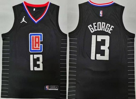 Men's Los Angeles Clippers #13 Paul George Black Statement Icon Swingman Jersey