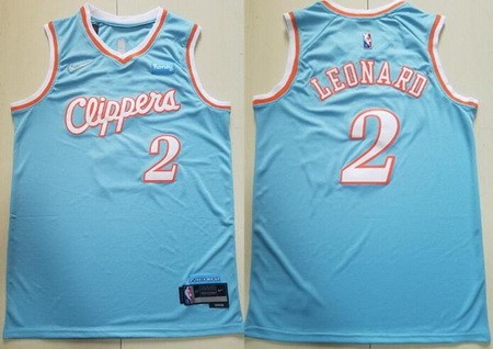 Men's Los Angeles Clippers #2 Kawhi Leonard Blue City Diamond 75th Icon Swingman Jersey