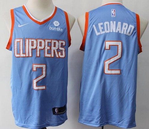 Men's Los Angeles Clippers #2 Kawhi Leonard Light Blue Icon Sponsor Swingman Jersey