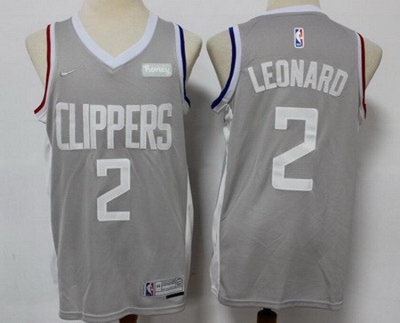 Men's Los Angeles Clippers #2 Kawhi Leonard Gray 2021 Earned Icon Sponsor Swingman Jersey