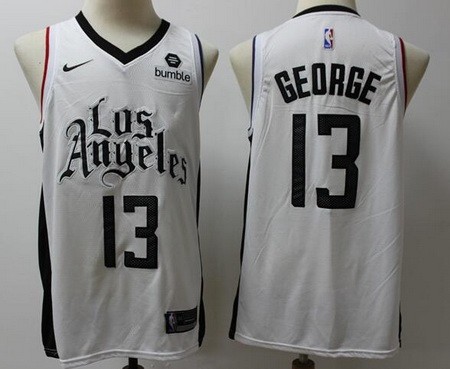 Men's Los Angeles Clippers #13 Paul George White Latin Night Icon Sponsor Swingman Jersey