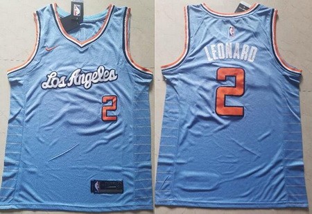 Men's Los Angeles Clippers #2 Kawhi Leonard Light Blue Latin Night Icon Swingman Jersey