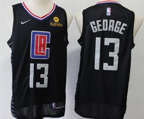 Men's Los Angeles Clippers #13 Paul George Black Icon Sponsor Swingman Jersey