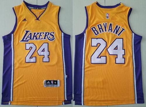 Men's Los Angeles Lakers #24 Kobe Bryant Yellow Adidas Swingman Jersey