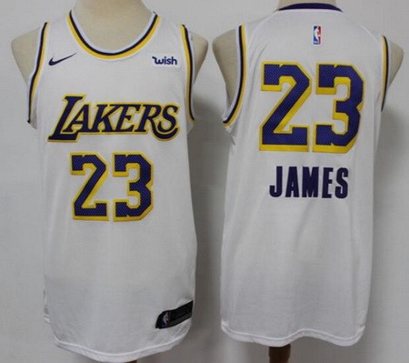 Men's Los Angeles Lakers #23 LeBron James White 2020 Icon Sponsor Swingman Jersey