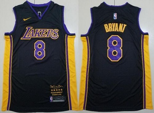 Men's Los Angeles Lakers #8 Kobe Bryant Black Retire Limited Swingman Jersey