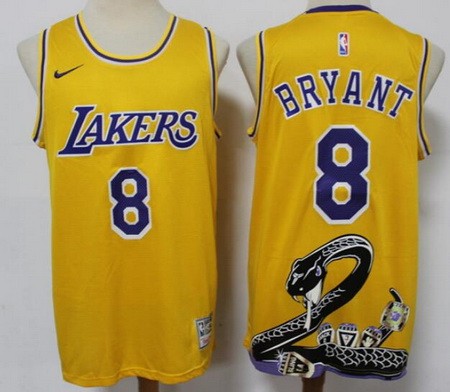 Men's Los Angeles Lakers #8 Kobe Bryant Yellow Mamba Swingman Jersey