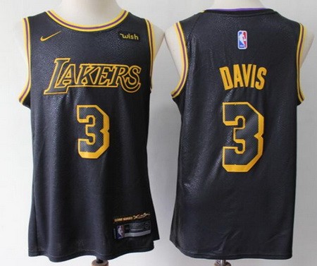 Men's Los Angeles Lakers #3 Anthony Davis Black City Icon Sponsor Swingman Jersey