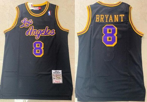 Men's Los Angeles Lakers #8 Kobe Bryant Black 1996 Throwback Swingman Jersey