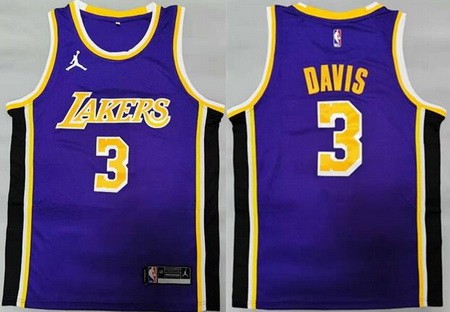 Men's Los Angeles Lakers #3 Anthony Davis Purple Statement Icon Swingman Jersey