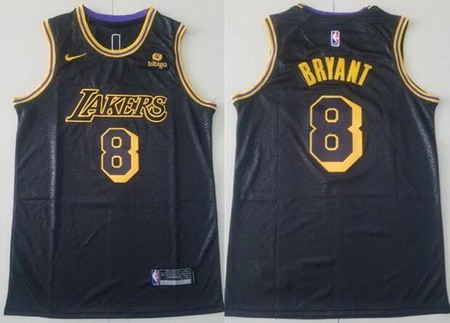 Men's Los Angeles Lakers #8 Kobe Bryant Black City Icon Sponsor Swingman Jersey