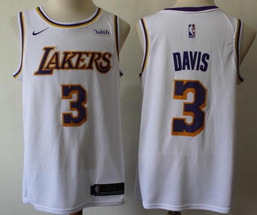 Men's Los Angeles Lakers #3 Anthony Davis White Icon Sponsor Swingman Jersey
