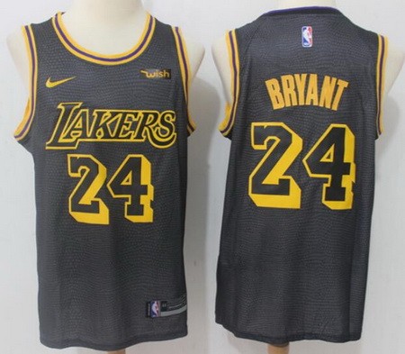 Men's Los Angeles Lakers #24 Kobe Bryant Black City Icon Sponsor Swingman Jersey