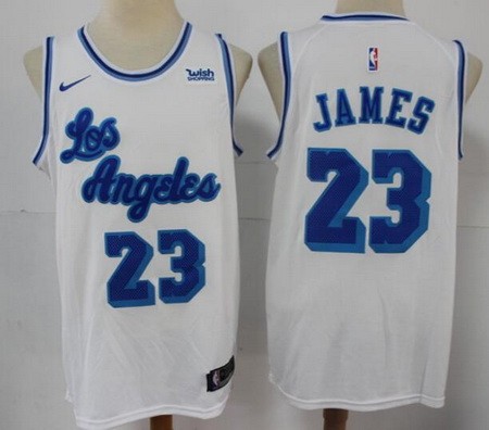 Men's Los Angeles Lakers #23 LeBron James White Classic Icon Sponsor Swingman Jersey