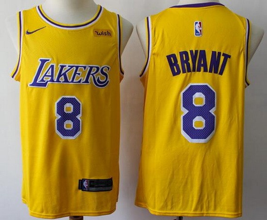 Men's Los Angeles Lakers #8 Kobe Bryant Yellow Icon Sponsor Swingman Jersey