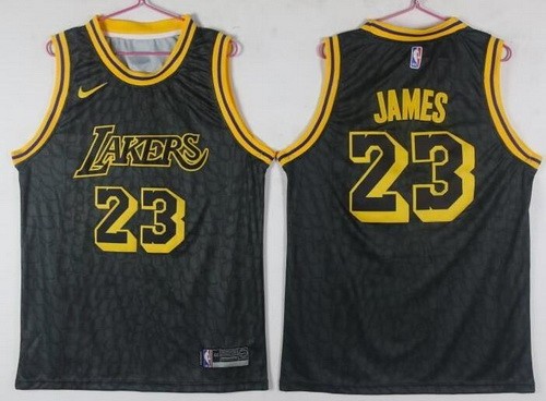 Men's Los Angeles Lakers #23 LeBron James Black City Icon Swingman Jersey