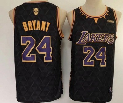 Men's Los Angeles Lakers #24 Kobe Bryant Black Panther Swingman Jersey