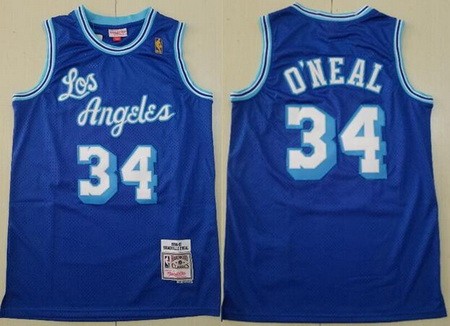 Men's Los Angeles Lakers #34 Shaquille O'Neal Blue 1994 Swingman Jersey