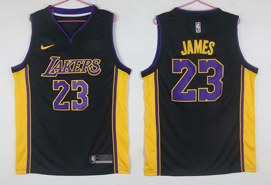 Men's Los Angeles Lakers #23 LeBron James Black Icon Swingman Jersey