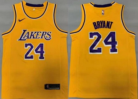 Men's Los Angeles Lakers #24 Kobe Bryant Yellow Icon Swingman Jersey