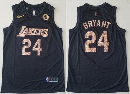 Men's Los Angeles Lakers #24 Kobe Bryant Black Snake Skin Swingman Jersey