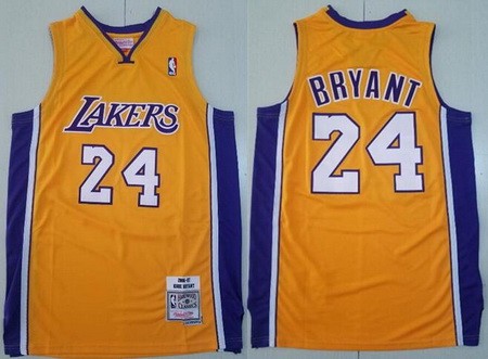Men's Los Angeles Lakers #24 Kobe Bryant Yellow 2006 Throwback Swingman Jersey