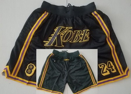 Men's Los Angeles Lakers #8#24 Kobe Bryant Black City Just Don Shorts