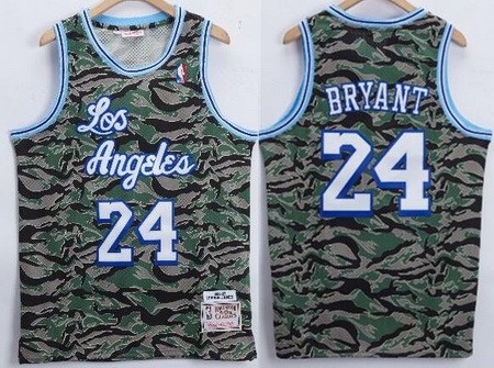 Men's Los Angeles Lakers #24 Kobe Bryant Camo 1996 Throwback Swingman Jersey