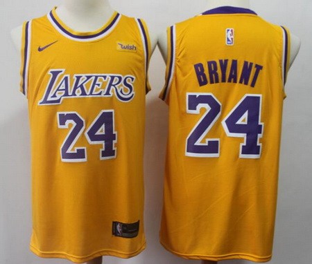 Men's Los Angeles Lakers #24 Kobe Bryant Yellow Icon Sponsor Swingman Jersey
