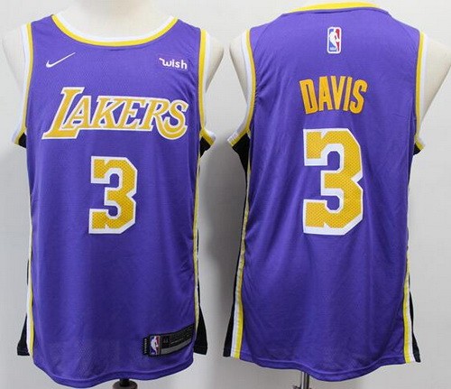 Men's Los Angeles Lakers #3 Anthony Davis Purple Icon Sponsor Swingman Jersey