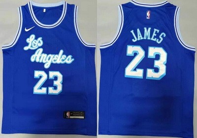 Men's Los Angeles Lakers #23 LeBron James Blue Classic Icon Swingman Jersey