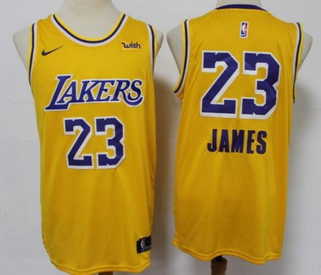 Men's Los Angeles Lakers #23 LeBron James Yellow 2020 Icon Sponsor Swingman Jersey