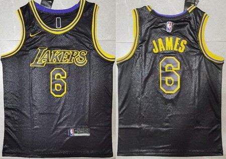 Men's Los Angeles Lakers #6 LeBron James Black City Icon Swingman Jersey
