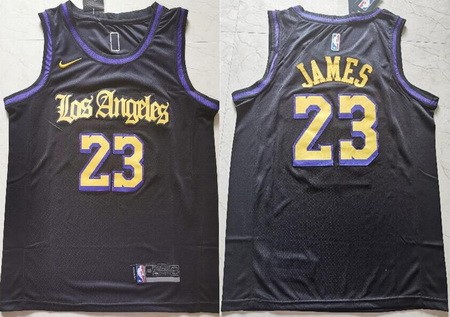 Men's Los Angeles Lakers #23 LeBron James Black Latin Night Icon Swingman Jersey