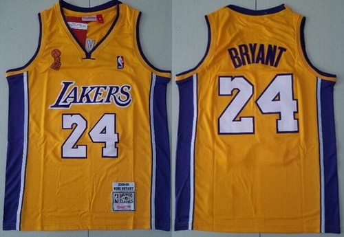 Men's Los Angeles Lakers #24 Kobe Bryant Yellow 2008 Champions Swingman Jersey