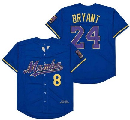 Men's Los Angeles Lakers #8#24 Kobe Bryant Blue Mamba 1978 2020 Baseball Jersey