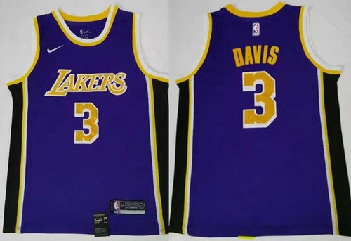 Men's Los Angeles Lakers #3 Anthony Davis Purple Icon Swingman Jersey