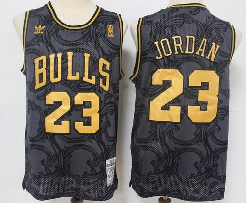 Men's Los Angeles Lakers #23 LeBron James Black Gold Throwback Swingman Jersey