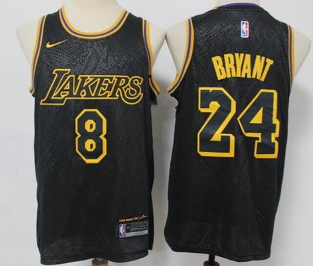 Men's Los Angeles Lakers #8#24 Kobe Bryant Black City Icon Swingman Jersey
