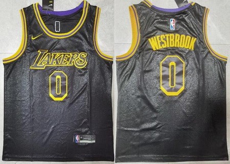 Men's Los Angeles Lakers #0 Russell Westbrook Black City Icon Swingman Jersey