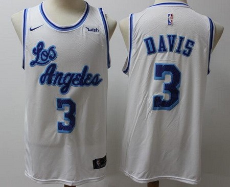 Men's Los Angeles Lakers #3 Anthony Davis White Classic Icon Sponsor Swingman Jersey