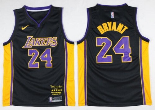 Men's Los Angeles Lakers #24 Kobe Bryant Black Retire Limited Swingman Jersey