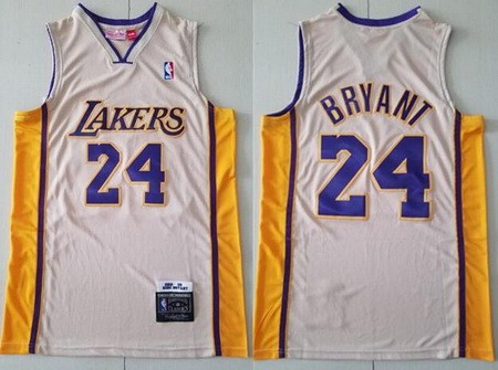 Men's Los Angeles Lakers #24 Kobe Bryant Cream 2008 Throwback Swingman Jersey