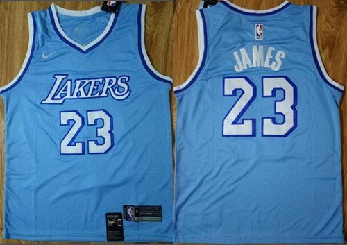 Men's Los Angeles Lakers #23 LeBron James Light Blue 2020 Icon Swingman Jersey