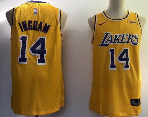 Men's Los Angeles Lakers #14 Brandon Ingram Yellow Icon Sponsor 2018 Swingman Jersey