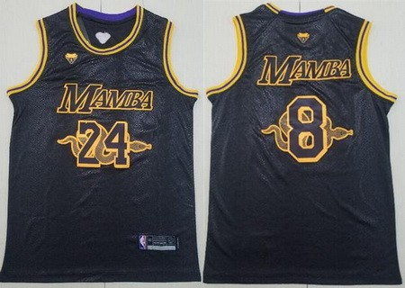 Men's Los Angeles Lakers #24#8 Kobe Bryant Black Mamba Swingman Jersey