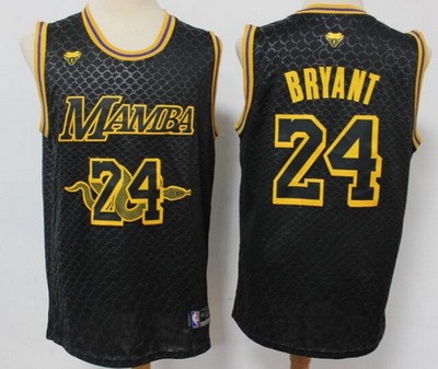 Men's Los Angeles Lakers #24 Kobe Bryant Black Mamba Icon wingman Jersey