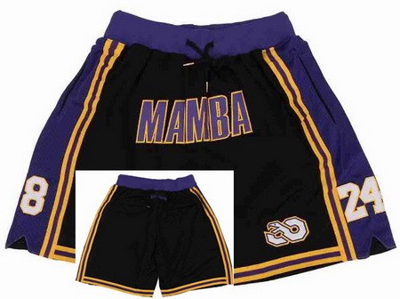 Men's Los Angeles Lakers #8#24 Kobe Bryant Black Mamba Just Don Shorts