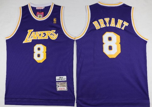 Men's Los Angeles Lakers #8 Kobe Bryant Purple 1996 Throwback Swingman Jersey