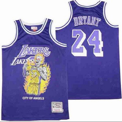 Men's Los Angeles Lakers #24 Kobe Bryant Purple Offset Printing Jersey